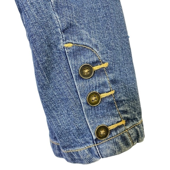 St. Johns Bay stretch women's Large denim blazer jacket slightly cropped pockets - Picture 5 of 9